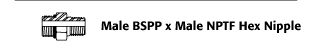 Male BSPP x Male NPTF Hex Nipple